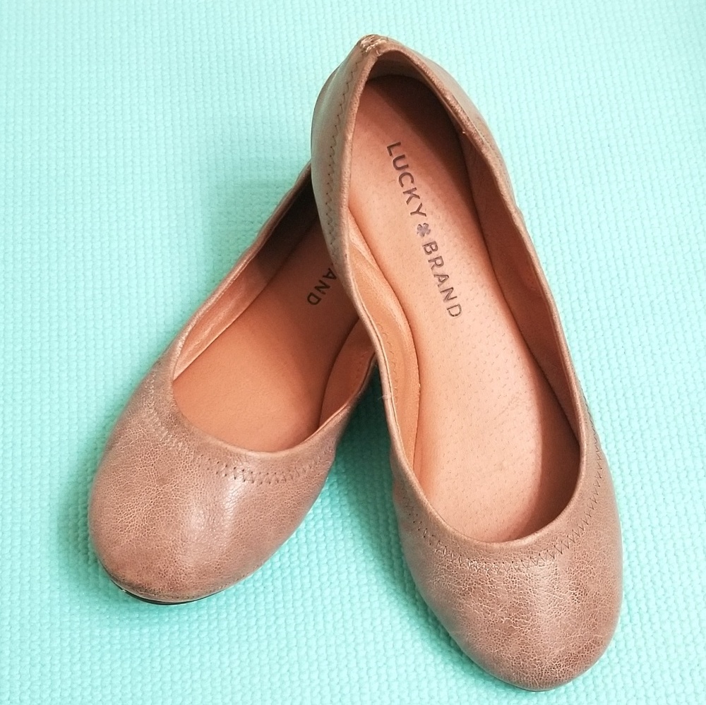 Tan Leather Lucky Brand Flat Shoes Women's 6